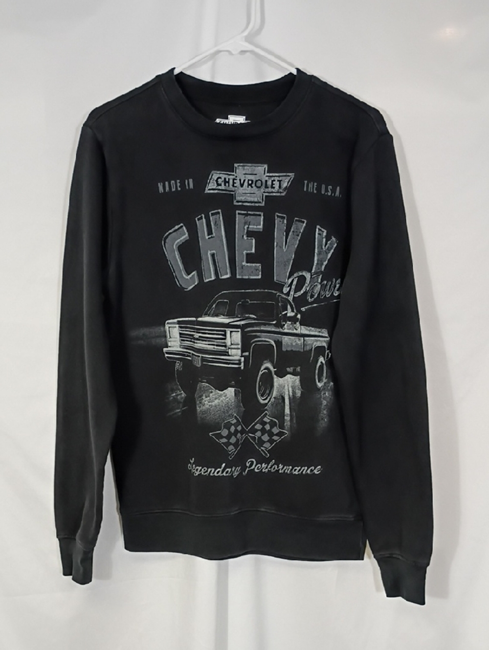 Chevrolet Men’s Black 'Chevy Power' Graphic Sweatshirt Size Small Truck Winter